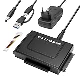 RUIZHI Festplatte Adapter 6Gbps USB3.1 zu IDE/SATA 2,5/3,5 Zoll IDE SATAHDD FestplatteAdapter Konverter Für USB-Kabel Windows 11/10/8/7/XP/Vista Mit 12V/2A Netzteil, SATAKabel