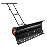 SDHYL Schneeschaufel mit Rädern, 89 cm Schneeschieber für Einfahrt, winkelverstellbare Schaufel & Griff Schneeschaufeln im Winter für Einfahrt, Bürgersteig Schneeräumung