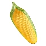 Housoutil Keramik Maiskolbenhalter Klein Handbemalte Servierplatte mit Rutschfester Unterseite Mikrowellen und Spülmaschinenfest Vielseitig für Vorspeisen Snacks und Desserts