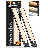 Gritin Schrankbeleuchtung Unterbauleuchte Küche LED Bewegungsmelder -84 LEDs Superhell Küche Licht Aufladbar,3 Farbe&5 Helligkeit,4 Modi,Einfach Montage Stark Magnet Schranklicht, 2 Stück-Schwarz