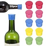 AOZUO 10 Stück Silikon Flaschenverschluss, Universal Flaschenverschluss Bierflaschenverschlus Flaschenverschluss Bierflaschen Flaschendeckel Beer Savers für Wein Bier Weinflaschen