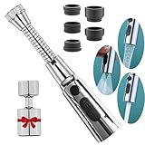 Wasserhahn Verlängerung Küche Faucet Extender Bad, Wasserhahn Aufsatz Schwenkbar, Strahlregler Wasserhahn Verlangerung mit Schlauch, Perlatoren für Wasserhähne Drehbar, mit Adapter M22 zu M20,M22,M24