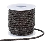 FREEBLOSS 11Yds 3 mm echtes Rindsleder, rund, geflochtene Schnur, Flechtschnur, Rolle, Lederseil zum Basteln für Schmuckherstellung, DIY, geflochtene Armbänder, Schlüsselanhänger (braun)