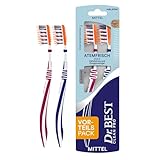 Dr.BEST Atemfrisch Zahnbürste, Mittel, Vorteilspack, mit 2in1 - Zahnbürste und Zungenreiniger. Entfernt gründlich Bakterien von der Zungenoberfläche, für eine effektive Reinigung der Zähne.