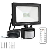 MEIKEE 15W LED Strahler mit Fernbedienung 150-1200 LM 6500K Kaltweiß Konstantlicht Modus 2 Induktionsmodus Außenstrahler Helligkeit Einstellbar IP66 Wasserdicht Aussenstrahler für Garten Garage Hof