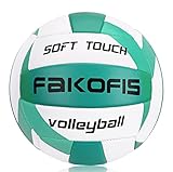 FAKOFIS Beachvolleyball, offizielle Größe 5,weiche Volleyballs für Kinder Erwachsene,Ball für Outdoor Indoor Spiele Grün