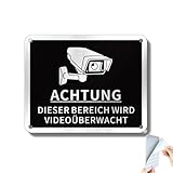 Goodvia Achtung Videoüberwachung Schild alu Selbstklebend 15x12 cm, mit Vorgebohrte Löcher für Fenstern und Wänden oder Zaun 1 Stück