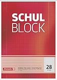 Brunnen 10 x Schulblock A4 kariert Lineatur 28 mit Rand 4-fach gelocht 50 Blatt