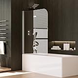 DOOLEEWEE Badewannenabtrennung, Badewannenaufsatz 2-Teilig, Duschwand für Badewanne, 5 mm Verstärktes Glas Duschwand Badewanne,100x140cm (Chromfarbe, 100x140cm)