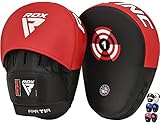 RDX Handpratzen Kampfsport Boxen MMA Training, Maya Hide Leder, Boxpads Schlagpolster Kickboxen Boxpratzen Weiß Schwarz, Trainerpratzen Handschlagpolster Boxing Pad, Schlagkissen Taekwondo Muay Thai