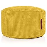 Green Bean Indoor Sitzhocker Pouf 45x25cm EPS-Perlen Füllung & Cordstoff Kuschelig Weich Waschbar - Drinnen Bodenkissen Liegekissen Sitzkissen Sitzhocker Relax-Sessel Kinder Erwachsene Stoff Gelb