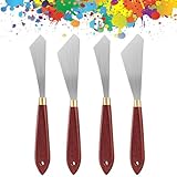 SURALIN 4PCS Malmesser-Set, Mal-Mischschaber, Edelstahl-Palettenmesser, Malkunstschaber mit Holzgriff,Kunstmalmesser-Werkzeug für Ölmalerei, Leinwand, Acrylmalerei