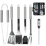 BIFY Grillbesteck-Set,hohe Qualität RostfreierStahl BBQ-Set 6-teiliges Set,Kommt mit Tragetasche Thermometer,Geeignet für Picknick-Camping Grillen im Innenbereich BBQ-Liebhaber.