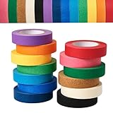 MtnLaur Kreppband Bunt 12 Rollen, Klebeband Bunt 1,5 cm x 13 m, Abziehbares Malerkrepp, Regenbogen Bastelband für Kinder, Masking Tape zum Beschriften, für Kunsthandwerk, Unterricht, Wandmalereien