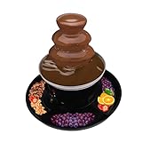 Mini Schokoladenbrunnen Maschine aus Edelstahl mit Food Tablett, 3 -Tier Elektrische Schokolade Schokobrunnen mit 6 Gabeln, 40W Schokolade Fondue Set für Früchte und Gebäck