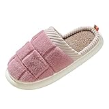 Damen-Hausschuhe, Größe 40, bequeme Pantoffeln, zweifarbig, mit gemütlichem Memory-Schaum, rutschfest, flauschig, breite Passform, Mikro-Wildleder, Plüschfutter, warme Winterschuhe, Schlafzimmer,