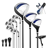 GYMAX komplettes Herren Golfschläger Set, 9 teiliges Golf Set rechtshändig mit Standtasche, Inklusive 1# Aluminium-Driver, 3# Fairwayholz, 4# Hybrid, 6-9# Eisen, P# Zink-Eisen, Putter (Rechts)