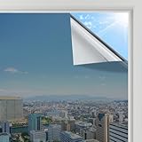 rabbitgoo Sonnenschutzfolie Fenster Innen & Außen Silber 90x200cm, Spiegelfolie Fenster Sichtschutz Fensterfolie Sonnenschutz Hitzeschutzfolie