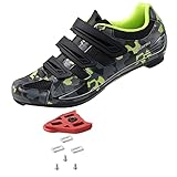 Unisex Fahrradschuhe mit Look Delta Cleats - Peloton Kompatibel Spin Schuhe mit SPD Clips - Indoor Rennrad Schuhe für Herren Damen, Grün, 15.5 US Women/14 US Men