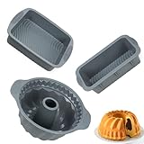 KXVXXV Silikon Backformen Set, 3 Stück Brotbackform Silikon Kuchenform, Gugelhupfform Silikon Kastenform Kuchen Gugelhupf Backform, Silikonformen Backen Set BPA-freie