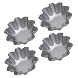 DECHOUS 4 Stück Schimmel Kuchenformen Eierkocher Quicheformen mit losem Boden Aluminiumpfannen Maschine bäckerei Eiertörtchenform Cupcake-Formen Puddingformen Aluminiumlegierung Light Grey