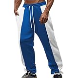 Herren Sporthose mit Seitenstreifen Lang - Trainingshose Sommerhose Gerades Bein Weit Jogginghose Herren Offener Beinabschluss Freizeithosen Nur Gummizug Elastischer Bund Outdoor Hosen Sommer