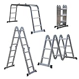 DIVID® Aluleiter 3,6 Meter | Leiter klappbar | Gelenkleiter 3 Stufen x 4 | Multifunktionsleiter belastbar bis 150Kg | Mehrzweckleiter | Klappleiter | Stehleiter ausziehbar | Teleskopleiter