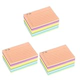 TEHAUX 3 Stück 9 Farbige Haftnotizen Linierte Karteikarten Notizblöcke Farbige Binder Binderinge Liste Lustiger Bürobedarf Angebot Beachten Farbige Aufkleber Fluoreszierendes Papier