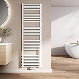 EMKE Badheizkörper Gerade 1600x500 mm - Handtuchheizkörper mit Mittelanschluss, Effizienter Handtuchwärmer Handtuchtrockner Heizkörper für Bad, Weiß, 654W