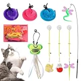 Cat Feather Toy, Federn, Katzenspielzeug für drinnen und draußen, Katzenfeder, Cane Cat Canda, Federkappe, interaktives Spielzeug, einziehbar |