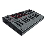Akai Professional MPK Mini MK3-25-Tasten USB MIDI Keyboard Controller, 8 Hintergrundbeleuchtete Drum Pads, 8 Regler und Software und Native Instruments Sound Package (NKS Integration), Farbe Grau