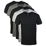 Gildan Herren T-Shirts mit V-Ausschnitt, Multipack, Stil G1103 Unterhemd, Schwarz/Sport Grey/Charcoal (5er-Pack), Mittel