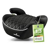 WALSER Premium Kinder Sitzerhöhung Auto, Qualitätssieger Sehr Gut* Kindersitz Auto 125-150 cm, Kindersitzerhöhung Auto Andy neueste Norm 2024 ECE R 129, Sitzerhöhung Auto Kindersitz schmal schwarz