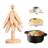 Topfuntersetzer Baum – Untersetzer für heiße Gerichte, Baum-Desus-Set, aus Holz, rutschfest, in Baumform, zusammenklappbar