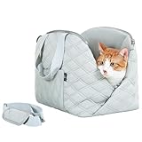 Transporttasche für Hunde und Katzen,Hundetasche,Welpentasche mit Reißverschluss,Winter Warm Halten Tasche für Unterwegs Dog Carrier,Schultertasche für Haustiere mit Gummiband mit Karabiner,bis 8kg
