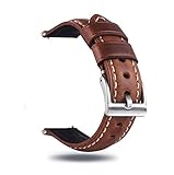 Berfine Quick Release Rindsleder Uhrenarmband 22mm, Vintage Retro Pull-Up Leder Uhrenband, Ersatzarmband für Damen Herren Uhr und Smartwatch, Braun