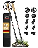 ALPENWERT Wanderstöcke [Carbon & Aluminium] Walking Stöcke für Damen und Herren - Teleskop Trekkingstöcke mit Korkgriff zum Wandern, Nordic Walking und Skitouren (Carbon)
