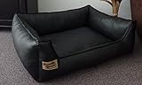 Hundebettenmanufaktur Hundebett Hundesofa Schlafplatz Kunstleder Similpelle Farbe und Größe wählbar von XS bis XXL (50 cm X 40 cm, schwarz)