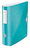 Leitz Qualitäts-Ordner 180° Active WOW, A4, Breit, Abgerundeter Rücken, 8,2 cm breit, Gummibandverschluss, Leichtes Polyfoam, Plastik-Ordner, WOW Serie, Eisblau, 11060051