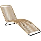 Outsunny Sonnenliege aus Polyrattan, Gartenliege mit UV-Schutz, wetterfest Liege 120 kg belastbar, Relaxliege Liegestuhl Gartenmöbel für Garten, Balkon, Outdoor, 176 x 58 x 82 cm, Naturholz