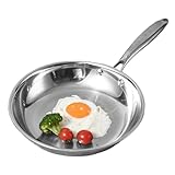 Edelstahlpfanne Bratpfanne 22cm Unbeschichtete pfann pfann Induktion Tiefe Bratpfanne, Ofenfest Steakpfanne Kochpfanne Für Alle Herdarten Induktionspfanne, Edelstahlpfanne Für Omelett-Kochen