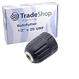 Trade-Shop Schnellspann Profi Bohrfutter, 1/2' x 20 UNF Gewinde, Spannbereich 0,8-10mm Ersatz für Kress 98022102, Metabo 63621900 / ohne Schlag