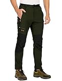 DAFENP Herren Wanderhose Outdoorhose Wasserdicht Softshellhose Winddicht Winter Skihose Snowboardhose Warm Gefüttert Trekkinghose KZ1662M-ArmyGreen1-M