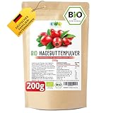 EWL Naturprodukte Hagebuttenpulver BIO 200g, Hagebuttenpulver in Rohkostqualität, Bio Hagebuttenpulver aus kontrolliert biologischem Anbau, Vegan