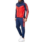 PPangUDing Sportswear Sets Trainingsanzug Herren Mode Lange Ärmel Farbnähte Mit Tunnelzug und Taschen Kapuzenpullover Sweatshirt + Lange Hose Jogginganzug Zweiteiliger für Laufen Fitness Jogging