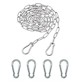 Editbar Edelstahl Kette Mit Karabiner Stahlkette,3m φ3mm Rundstahlkette,Kettenglieder Edelstahl Ketten,Metall Ketten Zum Aufhängen,Geeignet Für Hundeleinen,Hängesessel Und Schaukeln