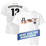 MoonWorks® T-Shirt Kinder Deutschland Trikot EM 2024 personalisiert mit Name Zahl Fußball Fanshirt Jungen MädchenGeschenk weiß 141-152 (11-12 Jahre)