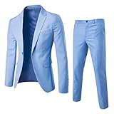Mymyguoe Anzug Herren Slim Fit 2 Teiler Anzugjacke Anzughose Zweiteiler Elegant Komplett Sakkos Set Business Sakko Blazer Anzug Set Büro Outfit Groomsmen Modern Jacket Set Smokings