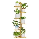 Bamworld Pflanzenständer Hoch Blumenständer Bambus Balkon Pflanzenregal Indoor 6 Etagen Fenster Garten Heimdekoration Wohnzimmer Schlafzimmer(40x20x122cm)