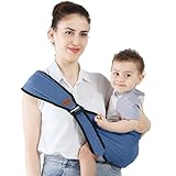 Kleinkind Trage, Tragetuch Baby, Kindertrage Seitlich, Babytrage Neugeborene ab Geburt für Babys von 0 bis 24 Monaten, Kleinkinder bis 20kg (Blau)